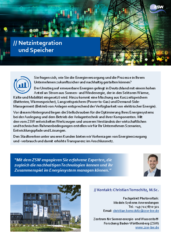 ZSW Flyer DE Netzintegration und Speicher
