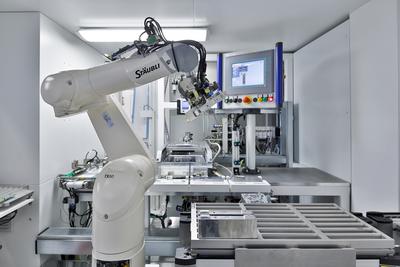 Research plattform for the produktion of Lithium-ion cells (PHEV-1 format) with fully automated cell assemly in 200 m² dry room. ZSW/M. Duckek