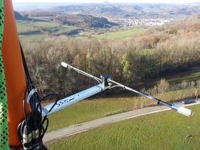 Mikrofone zur Fledermauserfassung am Windmessmast (© ZSW, Jan Anger)