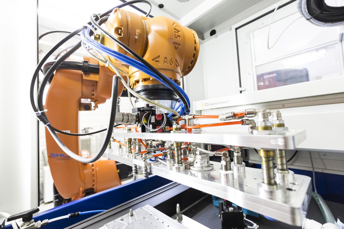 Multi-axis robot for fuel cell production.